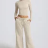 Low-Rise Wide-Leg Joggers in Bone