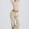 Low-Rise Wide-Leg Joggers in Bone