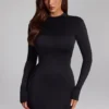 Luanni Slinky Jersey Backless Mini Dress in Black