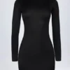 Luanni Slinky Jersey Backless Mini Dress in Black