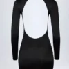 Luanni Slinky Jersey Backless Mini Dress in Black