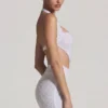 Lucia Embellished Cut-Out Halterneck Mini Dress in White
