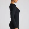 Luciana Heart Cut Out Long Sleeve Mini Dress in Black