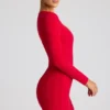 Luciana Heart Cut Out Long Sleeve Mini Dress in Fire Red