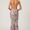 Lucienne Embellished Cut-Out Fishtail Maxi Dress in Lilac
