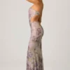 Lucienne Embellished Cut-Out Fishtail Maxi Dress in Lilac
