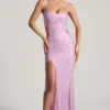 Lucienne Embellished Cut-Out Fishtail Maxi Dress in Peony Pink