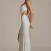 Lucienne Embellished Cut-Out Fishtail Maxi Dress in White