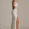Lucienne Embellished Cut-Out Fishtail Maxi Dress in White