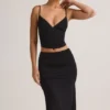 Luella Modal Ruched Mid-Rise Midaxi Skirt in Black