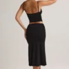 Luella Modal Ruched Mid-Rise Midaxi Skirt in Black