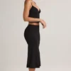 Luella Modal Ruched Mid-Rise Midaxi Skirt in Black