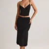 Luella Modal Ruched Mid-Rise Midaxi Skirt in Black