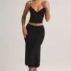 Luella Modal Ruched Mid-Rise Midaxi Skirt in Black
