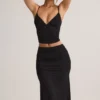 Luella Modal Ruched Mid-Rise Midaxi Skirt in Black