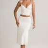 Luella Modal Ruched Mid-Rise Midaxi Skirt in White