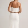 Luella Modal Ruched Mid-Rise Midaxi Skirt in White
