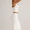 Luella Modal Ruched Mid-Rise Midaxi Skirt in White