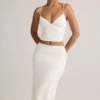 Luella Modal Ruched Mid-Rise Midaxi Skirt in White