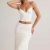 Luella Modal Ruched Mid-Rise Midaxi Skirt in White