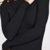 Luisa Ribbed Modal Ruched Long-Sleeve Top in Black