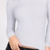 Luisa Ribbed Modal Ruched Long-Sleeve Top in Grey