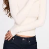 Luisa Ribbed Modal Ruched Long-Sleeve Top in Ivory