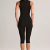 Luma Modal Square-Neck Bodycon Capri Jumpsuit in Black