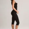 Luma Modal Square-Neck Bodycon Capri Jumpsuit in Black