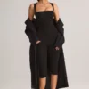 Luma Modal Square-Neck Bodycon Capri Jumpsuit in Black