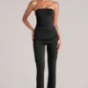 Lumi Mid-Rise Fitted Trousers  in Black