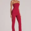Lumi Mid-Rise Fitted Trousers  in Cherry Red