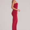 Lumi Mid-Rise Fitted Trousers  in Cherry Red