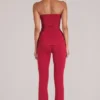 Lumi Mid-Rise Fitted Trousers  in Cherry Red