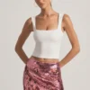 Lunara Sequin-Embellished Mini Skirt in Pink