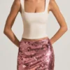 Lunara Sequin-Embellished Mini Skirt in Pink
