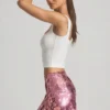 Lunara Sequin-Embellished Mini Skirt in Pink