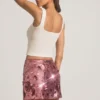 Lunara Sequin-Embellished Mini Skirt in Pink