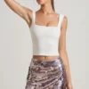 Lunara Sequin-Embellished Mini Skirt in Silver