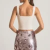 Lunara Sequin-Embellished Mini Skirt in Silver