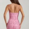 Lunetta Embellished Scoop-Neck Bodycon Mini Dress in Pink