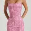 Lunetta Embellished Scoop-Neck Bodycon Mini Dress in Pink
