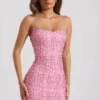 Lunetta Embellished Scoop-Neck Bodycon Mini Dress in Pink