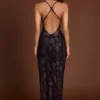 Luserna Embellished Halterneck Maxi Dress in Purple Snake