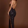 Luserna Embellished Halterneck Maxi Dress in Purple Snake