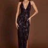 Luserna Embellished Halterneck Maxi Dress in Purple Snake