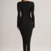 Lux Modal Square-Neck Bodycon Maxi Dress in Black