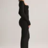 Lux Modal Square-Neck Bodycon Maxi Dress in Black