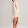Luzia Knit Scarf-Detail Off-Shoulder Mini Dress in Cream