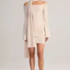Luzia Knit Scarf-Detail Off-Shoulder Mini Dress in Cream